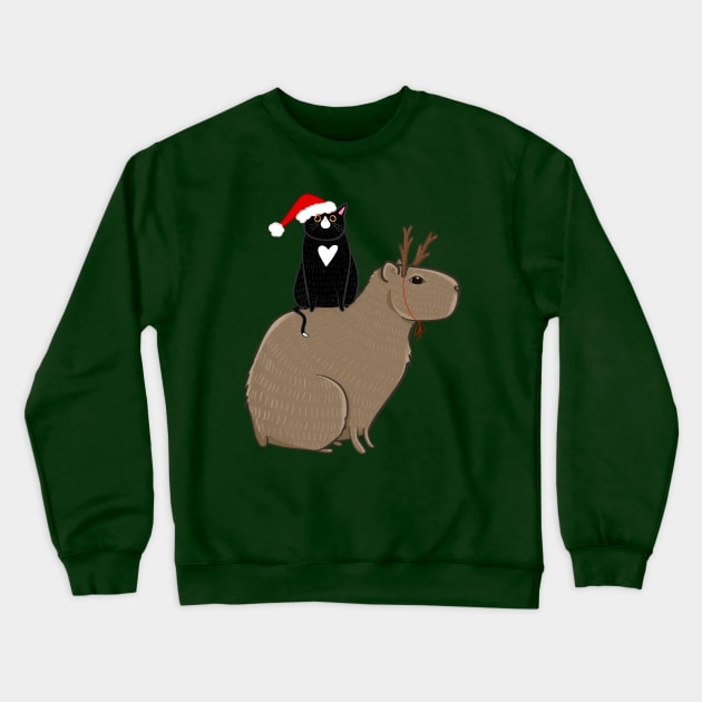 Capy Christmas! Crewneck Sweatshirt by KilkennyCat Art